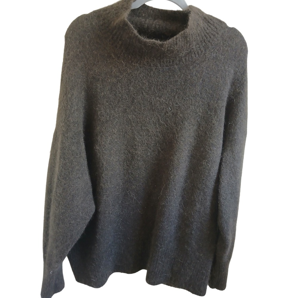 Banana Republic Fuzzy Alpaca Mock Neck Sweater Womens XL Brown Pullover Knitwear
